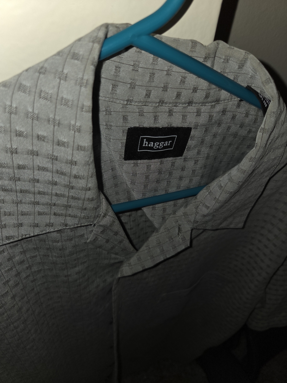 Haggar Gray Y2k Small Short-Sleeve Button-Up Vintage Checkered Hipster Shirt